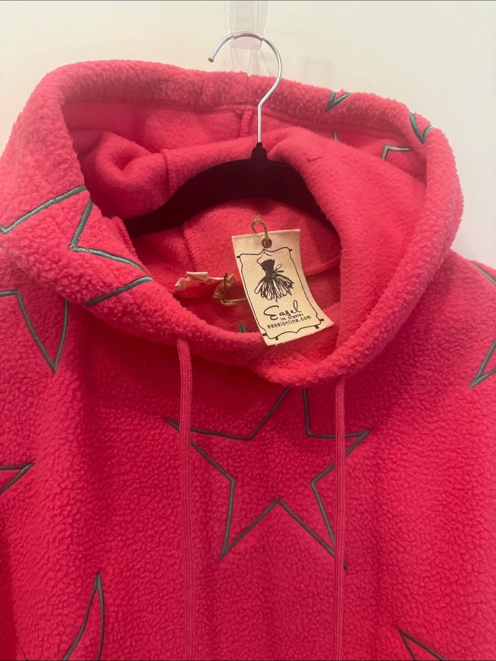 EASEL Red Fleece Star Hoodie SZ SM